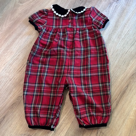Vintage Red Plaid Christmas Romper - Picture 4 of 5